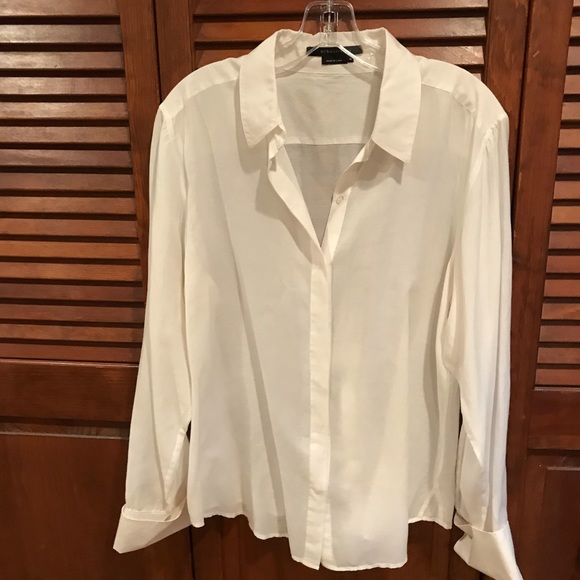 BCBGMaxAzria Tops - BCBG WHITE SHEER BLOUSE MEDIUM